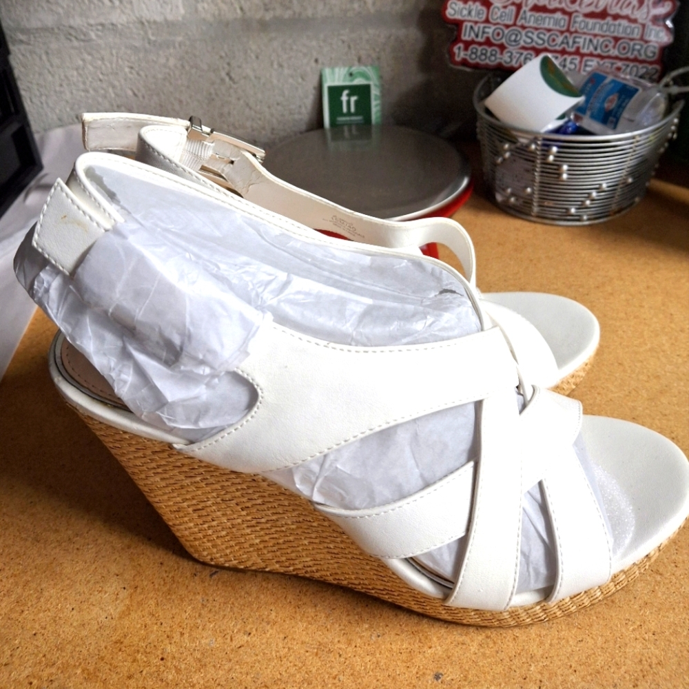 Jessica Simpson White Wedge Sandals